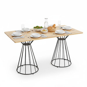 Juego de Mesa de Comedor Moderno Minimalista de Madera de Nogal de 140x70cm con Patas de Hierro, Ensamblado-BA68192 - Product Image 1