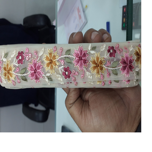 Filet en organza de 1 pouce de largeur sur mesure 100% coton rubans brodés à la machine lacets divers modèles de couleurs pour les robes de mariage - Product Image 1