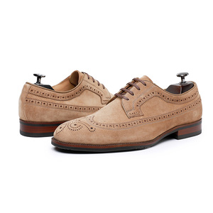 High-end Italian Sheep <strong>Suede</strong> Dress Shoes Men Business <strong>Brogue</strong> Oxford Shoes Genuine Leather Classic Retro - Product Image 3