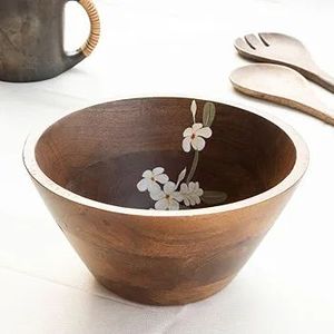 ชามไม้มะม่วงดีไซน์ใหม่สไตล์ญี่ปุ่นสำหรับสลัดและซุปเสิร์ฟบนโต๊ะและของตกแต่งโต๊ะอาหารสำหรับการใช้งานเครื่องครัว - Product Image 3