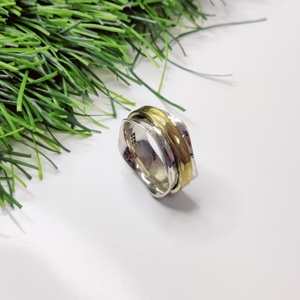 Bague Spinner en laiton argenté Bague de méditation Bague en laiton argenté uni - Product Image 4