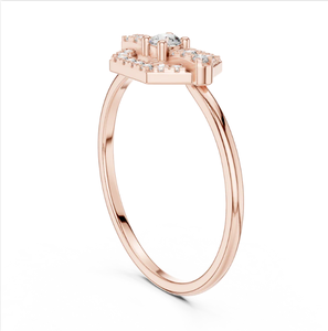 Bague en or rose 14 carats de qualité supérieure avec diamant brillant rond au design minimaliste pour un attrait élégant de l'Inde - Product Image 2