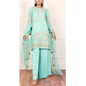 Robe de soirée fantaisie traditionnelle pour femmes tissu de haute qualité dernière arrivée pelouse et coton Salwar Kameez costumes Maxi - Product Image 1