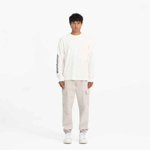 Pantalon Cargo élégant en coton pour hommes Design Durable Noir Pierre Ivoire Mid Cuffed Relaxed Fit Stylish Casual OEM Service disponible - Product Image 1