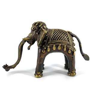Sculpture d'éléphant décorative en laiton massif, couleur bronze, 8 pouces, figurine de table, décoration d'intérieur, cadeau, artisanat indien - Product Image 2