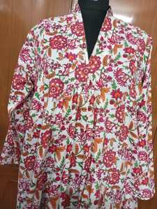 Robe longue en coton fait à la main indien imprimé fleuri vêtements de fête d'été pour les femmes élégant bouton de couverture de plage cadeau de mariée personnalisé - Product Image 3