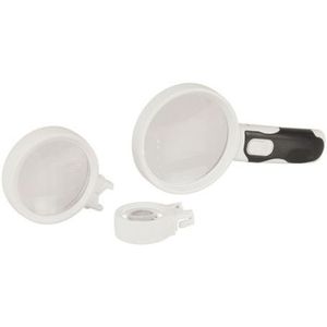 LED Handheld Magnifier with 3 Lenses Plastic Acrylic Built-In LED Light - Product Image 1
