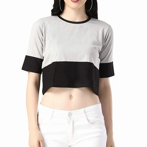 เสื้อครอปท็อปผู้หญิงมาใหม่ ผ้าฝ้าย 100% เสื้อยืดครอปท็อปลำลองสำหรับผู้หญิง บริการ OEM - Product Image 1