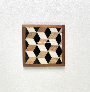 Nuevos posavasos de 4x4 pulgadas, alfombrillas de resina de madera, almohadillas para el hogar, Hotel, resina epoxi cuadrada natural, accesorios de cocina de madera de acacia - Product Image 1