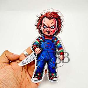 Azulejos de pestañas acrílicas con logotipo personalizado de Halloween con imanes para pinzas diseño sostenible Chucky Baby Doll Horror Lash Tiles - Product Image 5
