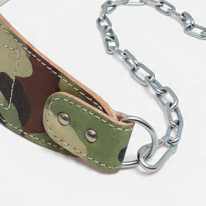 Heavy Duty Strong Weightlifting <b>Powerlifting</b> Camouflage PU Leather Dip <b>Belt</b> with Chain for Pull up Push up Training - Product Image 4