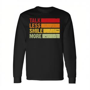 เสื้อยืดแขนยาว Retro Talk Less Smile More คอกลม ยูนิเซ็กส์ สำหรับผู้ใหญ่ เสื้อโปรโมชั่น - Product Image 2