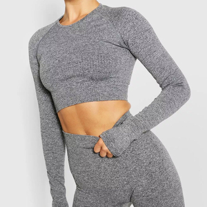 Ropa de entrenamiento de alta elasticidad de buena calidad, conjunto de ropa deportiva para gimnasio para mujer, conjunto de entrenamiento deportivo para mujer, conjuntos de Yoga para gimnasio sin costuras para niñas - Product Image 6