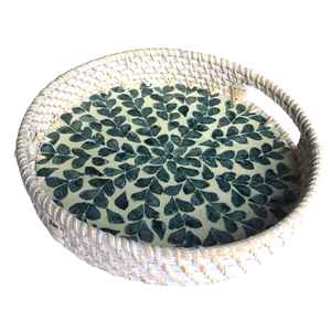 Plateau de service en rotin de forme arrondie, design rotin, pour hôtels, maison, cuisine, autres événements, plat de service en rotin, mariage, fête, table - Product Image 4