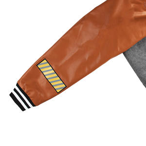 Letterman College Baseball Bomber Bomber Hiver Varsity Jacket Nouvel Arrivage Typographie Imprimé Gris pour Hommes - Product Image 4