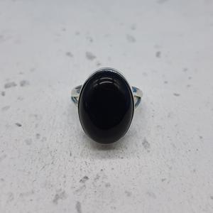 Bague de déclaration de style bohème en argent sterling 925 Onyx noir avec diamant à la mode bande fendue bijoux de mariage anneaux en gros - Product Image 4