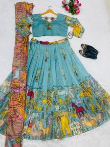 Hermosa Lehenga Impreso Con Blusa Cosida Y Dupatta Por Mayorista Fabzone - Product Image 3