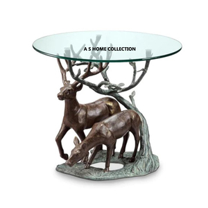 Mesa auxiliar con acabado en oro blanco de forma redonda de Metal de aluminio para decoración del hogar y la Oficina, uso decorativo - Product Image 6