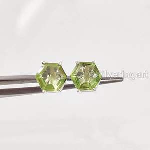 Pendientes de Botón para Mujer, Piedra Preciosa de Peridoto Natural, Piedra de Nacimiento de Agosto, Regalo de San Valentín, Joyería Hecha a Mano, Pendientes de Plata de Ley 925 - Product Image 5