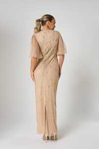 Vestido de Noche Largo con Lentejuelas y Perlas, Diseño Moderno, Escote Redondo Profundo Natural, Bordado para Fiestas y Cócteles - Product Image 6