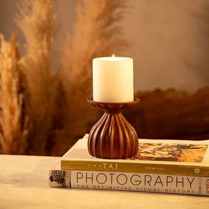 2026 New Arrival Wooden <b>Candle</b> Holder for Decorative <b>Candle</b> Jar Tabletop Ornaments Wood <b>Candle</b> <b>Stand</b> for Home Accent - Product Image 2