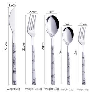 Juego de cubiertos de cabeza de plata de lujo con mango de mármol de diseño, cubiertos multiusos para comedor, servir cocina y mesa de fiesta - Product Image 6