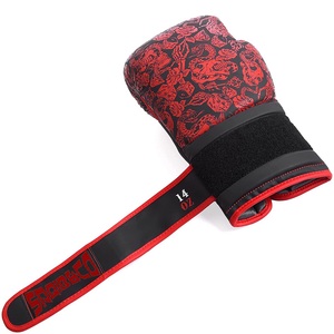 Guantes de MMA de Piel Sintética para Entrenamiento, Cierre de Velcro Personalizable, Tamaños 12oz/14oz, Transpirables, Protección UV, Negro Rojo - Product Image 3