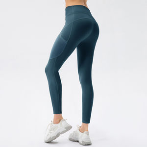 Services OEM Ensemble de vêtements de sport pour femmes Peach Hip Pantalon de yoga en maille tricotée à taille moyenne Legging de sport à une épaule Vêtements de fitness - Product Image 5