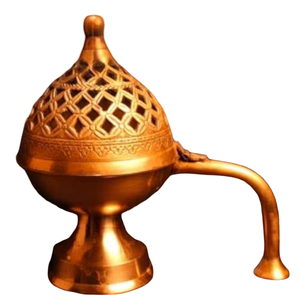 Quemador de Incienso de Latón Puro de Alta Calidad con Grabado y Acabado Pulido, Quemador de Lobán Tradicional de Latón Vintage para Decoración del Hogar - Product Image 3