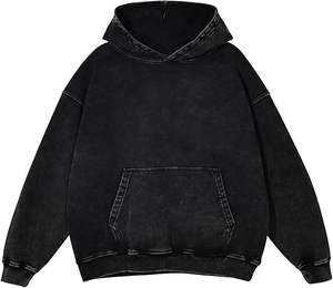 Custom Vintage recortada Boxy Fit cremallera Sudadera con capucha de gran tamaño lavado ácido hombre desgastado Sun Faded 100% algodón otoño Sudadera con capucha - Product Image 6