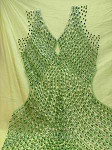 Tissu de broderie en cristal vert de luxe, orné de perles à la main, pour robes de soirée - Product Image 5