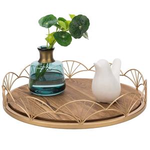 Plateau de service à café en aluminium de forme ovale avec bordure en forme de boules Vaisselle de mariage et de fête Casse-croûte et plateau de service à salade - Product Image 6