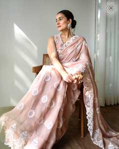 Latest Designer Pure Soft <b>Organza</b> <b>Silk</b> Thread Embroidery Work Saree High Quality Dress Adults Party Salwar Gown Lehenga Choli - Product Image 5