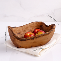 Premium ArtisRaw Tunesische Olijfhouten Handgemaakte Ecologische Fruitmand Schaal Bestek Kartonnen Verpakking Serveermodel BS003