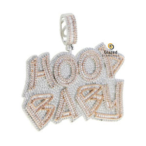 VVs D Incoloro Totalmente helado Colgante de letra personalizable Baguette brillante Lab Grown 10K Oro amarillo para hombres Estilo hip-hop - Product Image 4