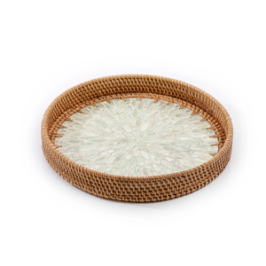 Stylish <b>Round</b> Rattan <b>Tray</b> With Marble Pattern Ideal For Coffee <b>Table</b> Decor Entertaining Snacks Drinks And Gifts - Product Image 6