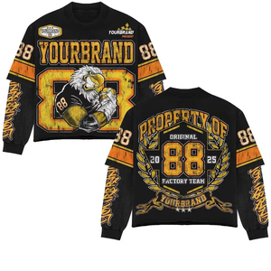 Camisetas de algodón para hombre 300 GSM personalizadas al por mayor, camisas extragrandes de algodón de gran tamaño ajustadas con mangas dobles - Product Image 1