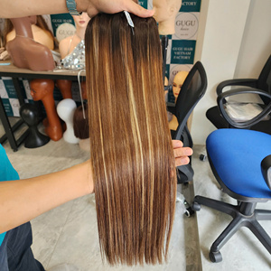 12A Grade Remy 100% paquets de cheveux humains vierges BoneStraight Front Lace Closure Machine Double Trame Extension de cheveux personnalisable - Product Image 2