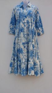 Robe mi-longue, mini robe, robe longue imprimée florale, col profond avec ficelle - Product Image 6