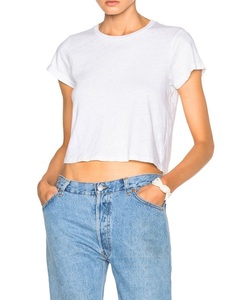 OEM filles 100% coton grande taille t-shirt lourd luxe qualité crop top uni décontracté anti-rétrécissement t-shirt sweats femmes - Product Image 2