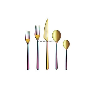 ชุดช้อนส้อมโลหะหลากสีปรับแต่งได้เครื่องครัวอุปกรณ์ทานอาหารเย็นแบบคลาสสิกพร้อมเครื่องใช้บนโต๊ะอาหารสำหรับใช้ในบ้านและของแถม - Product Image 1