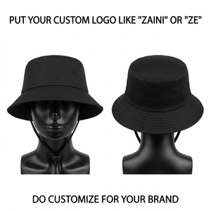Chapeau Bob Unisexe d'Été en Coton Sergé Premium 280 GSM Noir avec Logo Brodé 3D Personnalisé et Écusson Tissé pour la Pêche en Extérieur - Product Image 1