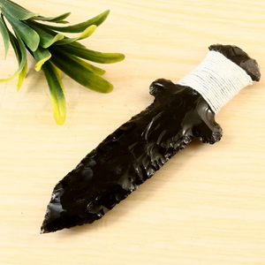 Couteau à cristaux-Couteau de protection en obsidienne noire-Poignard en cristal tricoté à la main pour la guérison énergétique en gros - Product Image 6