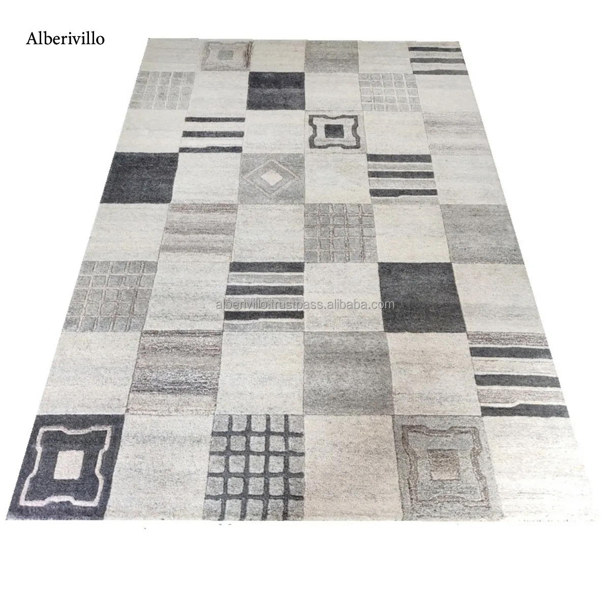High Quality Wool Rug Carpet for Living Room Geometric Patterns Bed Room Cotton Hand Tufted Embroidered Area Rug