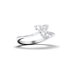 Juego de puntas de diamante de corte redondo de moissanita de 0,05 quilates, anillo de susurro de pétalos, hecho en platino para ella, de quilates, de 1/2 ", hecho en platino - Product Image 3