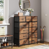 Chunlei OEM Rustique Brun Grain De Bois Impression 11 Tiroirs Commode Tour De Rangement pour Chambre Couloir Organisateur Unité