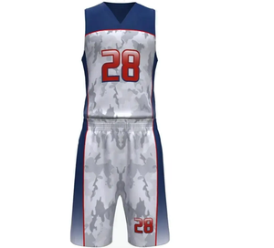 Conjunto de Uniforme de Baloncesto Americano Personalizado al por Mayor para Hombre, Tallas Grandes, Transpirable, con Estampado Digital y Pantalones Cortos de Malla con Bordado - Product Image 1