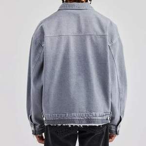 Haute qualité hommes coton blanc Denim surdimensionné veste entièrement personnalisé Vintage lavage à l'acide Denim collège Detroit veste 2026 - Product Image 2