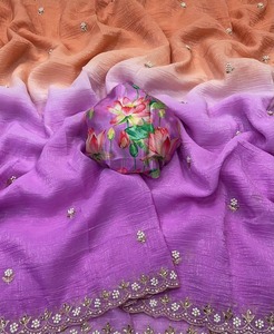 Venta al por mayor de ropa de fiesta, colección de saris de gasa bordados, Ropa Étnica ligera elegante con bordado intrincado - Product Image 5