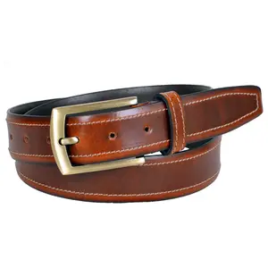 Pure Lederen Riem Premium Gestikt Glad Bruin Lederen Riem Heren Lederen Riem Van Indian Exporteur